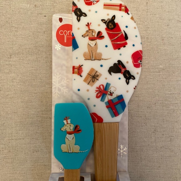 Christmas Dogs On Skis & Snowboards Cutting Board & Christmas Dog Spatula Set - Picture 8 of 14